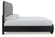 Rowanbeck King Upholstered Panel Bed with Dresser in Gray/Black from Ashley - DMV Furniture