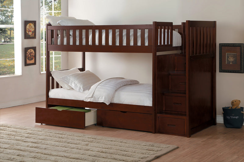 Rowe Cherry Twin/Twin Reversible Step Storage Bunk Bed - DMV FurnitureBunk Bed