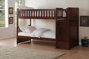 Rowe Cherry Twin/Twin Reversible Step Storage Bunk Bed - DMV FurnitureBunk Bed