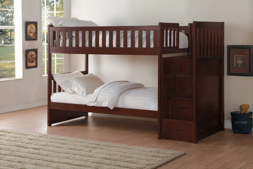 Rowe Cherry Twin/Twin Reversible Step Storage Bunk Bed - DMV FurnitureBunk Bed