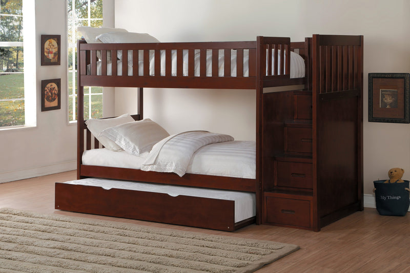 Rowe Cherry Twin/Twin Reversible Step Storage Bunk Bed - DMV FurnitureBunk Bed