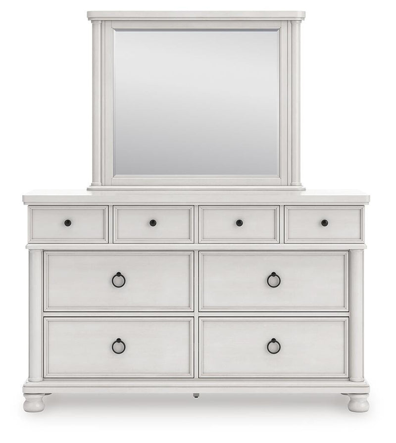 Rowlenstown Antique White Dresser and Mirror - PCB823B1