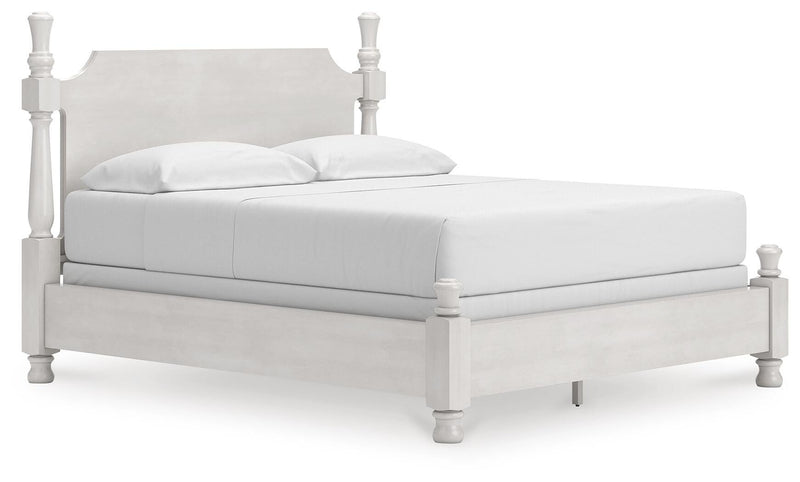 Rowlenstown California King Poster Bed, Dresser and Chest in Antique White - PKG023881