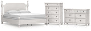 Rowlenstown California King Poster Bed, Dresser and Chest in Antique White - PKG023881
