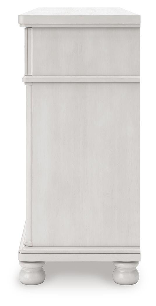 Rowlenstown California King Poster Bed, Dresser and Chest in Antique White - PKG023881