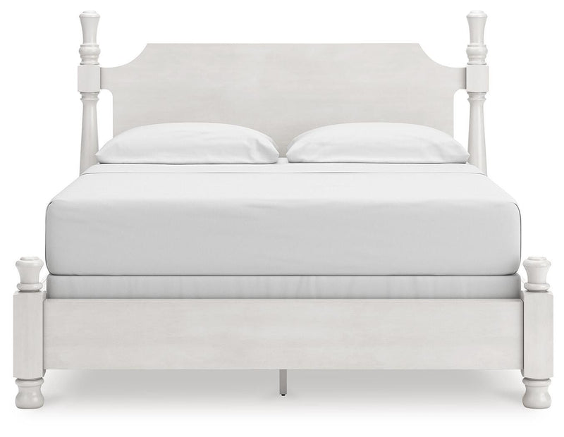 Rowlenstown California King Poster Bed, Dresser and Nightstand in Antique White - PKG023880