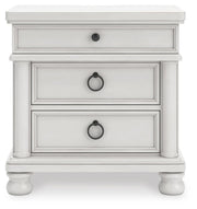 Rowlenstown California King Poster Bed, Dresser and Nightstand in Antique White - PKG023880
