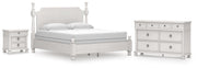 Rowlenstown California King Poster Bed, Dresser and Nightstand in Antique White - PKG023880