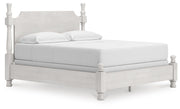 Rowlenstown California King Poster Bed, Dresser, Mirror and Nightstand in Antique White - PKG023879