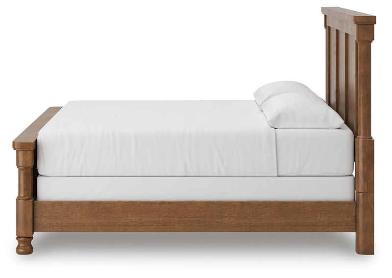 Rowlenstown California King Poster Bed with Dresser and Chest in Brown - PKG023769
