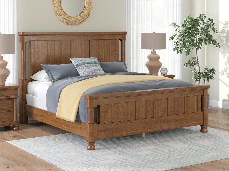 Rowlenstown California King Poster Bed with Dresser and Nightstand in Brown - PKG023763