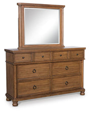 Rowlenstown California King Poster Bed with Mirrored Dresser and Nightstand in Brown - PKG023767