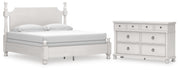 Rowlenstown King Poster Bed and Dresser in Antique White - PKG023872