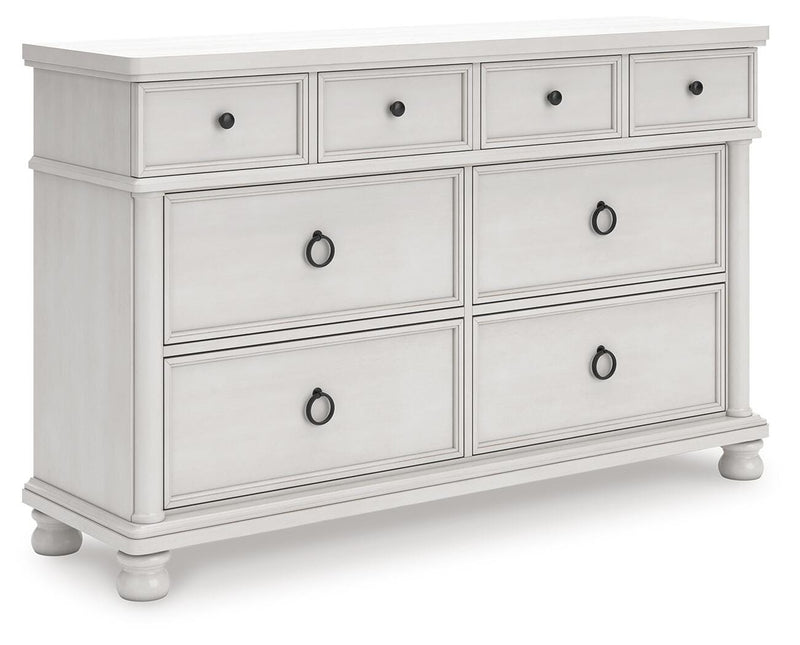 Rowlenstown King Poster Bed and Dresser in Antique White - PKG023872