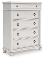 Rowlenstown King Poster Bed, Dresser and Chest in Antique White - PKG023876