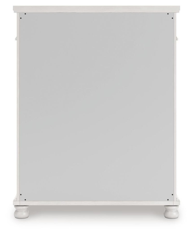 Rowlenstown King Poster Bed, Dresser and Chest in Antique White - PKG023876