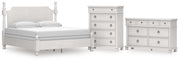 Rowlenstown King Poster Bed, Dresser and Chest in Antique White - PKG023876