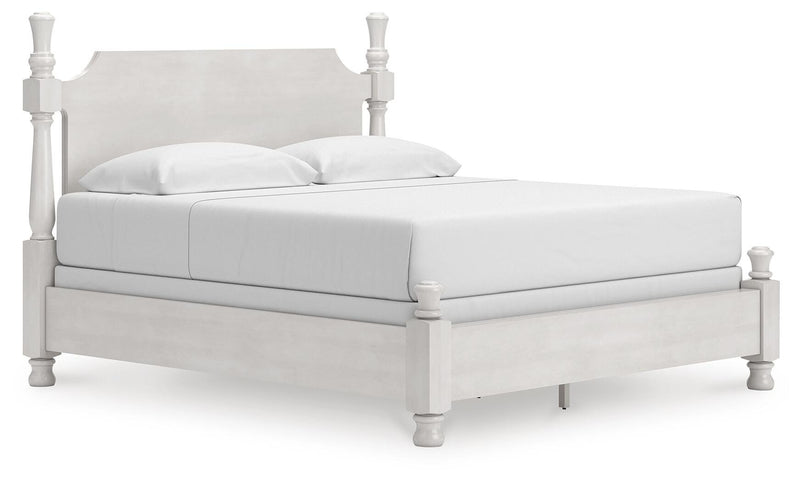 Rowlenstown King Poster Bed, Dresser and Mirror in Antique White - PKG023873