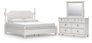 Rowlenstown King Poster Bed, Dresser and Mirror in Antique White - PKG023873