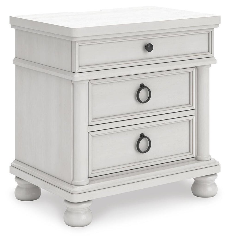 Rowlenstown King Poster Bed, Dresser and Nightstand in Antique White - PKG023875