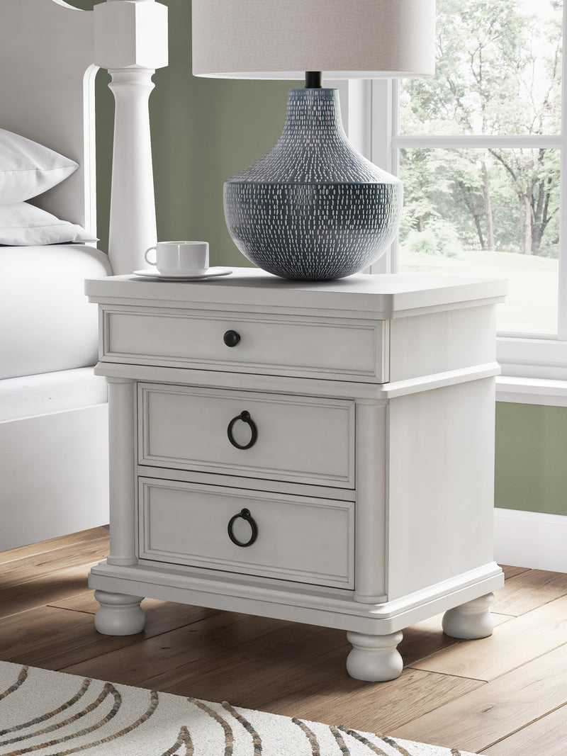 Rowlenstown King Poster Bed, Dresser and Nightstand in Antique White - PKG023875