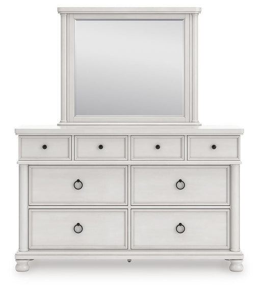 Rowlenstown King Poster Bed, Dresser, Mirror and Nightstand in Antique White - PKG023874