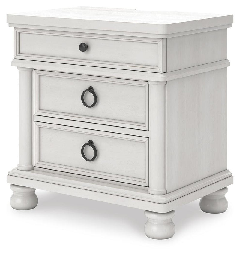 Rowlenstown King Poster Bed, Dresser, Mirror and Nightstand in Antique White - PKG023874