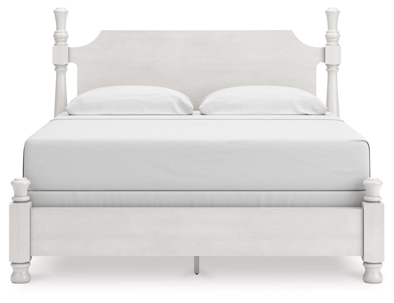 Rowlenstown King Poster Bed, Dresser, Mirror and Nightstand in Antique White - PKG023874