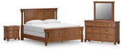 Rowlenstown King Poster Bed with Mirrored Dresser and Nightstand in Brown - PKG023762