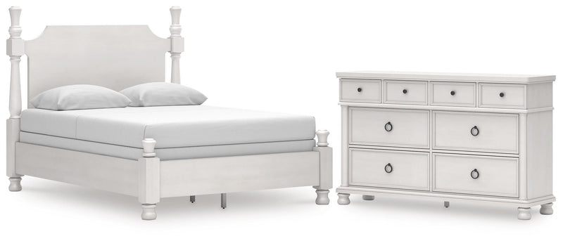 Rowlenstown Queen Poster Bed and Dresser in Antique White - PKG023867