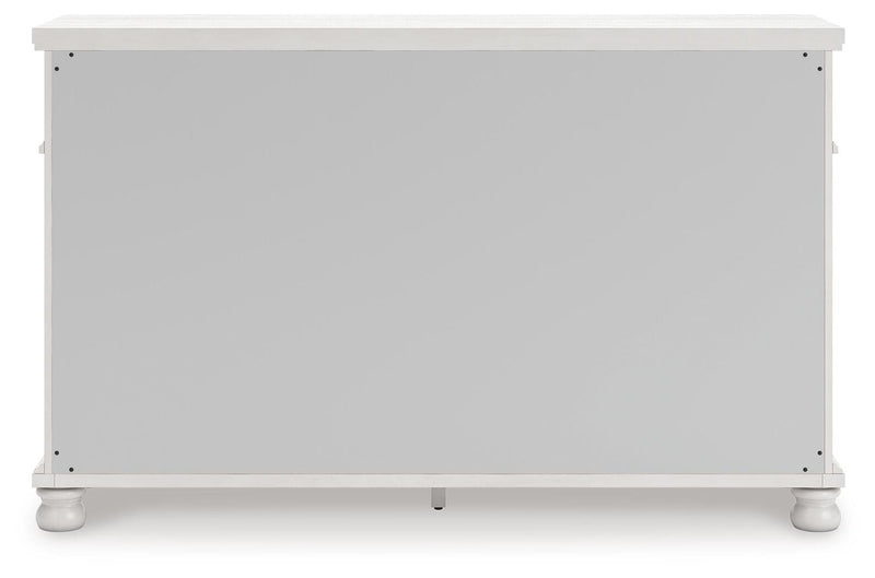 Rowlenstown Queen Poster Bed and Dresser in Antique White - PKG023867