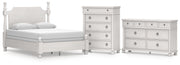 Rowlenstown Queen Poster Bed, Dresser and Chest in Antique White - PKG023871