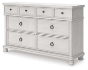 Rowlenstown Queen Poster Bed, Dresser and Chest in Antique White - PKG023871