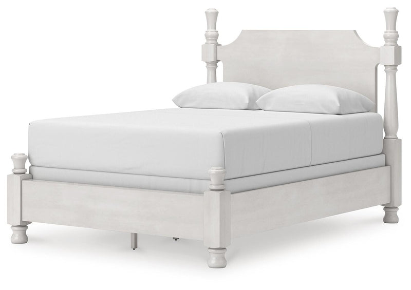 Rowlenstown Queen Poster Bed, Dresser, Mirror and Nightstand in Antique White - PKG023869