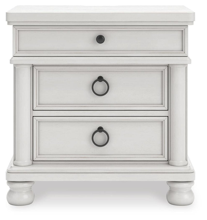 Rowlenstown Queen Poster Bed, Dresser, Mirror and Nightstand in Antique White - PKG023869