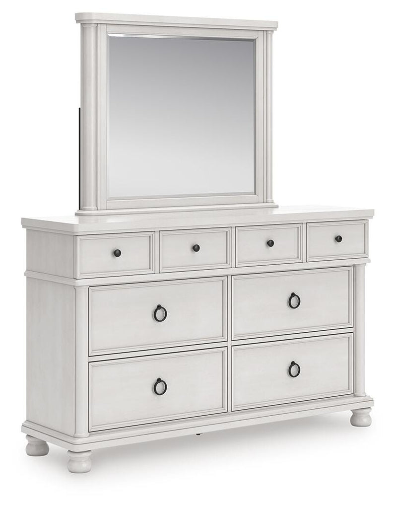 Rowlenstown Queen Poster Bed, Dresser, Mirror and Nightstand in Antique White - PKG023869