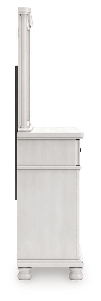 Rowlenstown Queen Poster Bed, Dresser, Mirror and Nightstand in Antique White - PKG023869