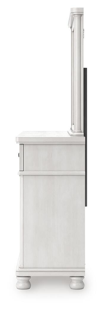 Rowlenstown Queen Poster Bed, Dresser, Mirror and Nightstand in Antique White - PKG023869