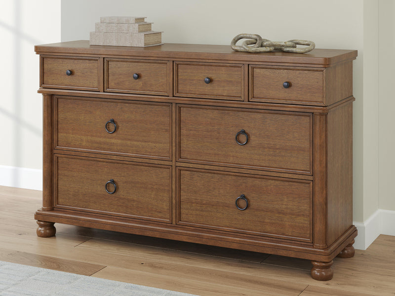 Rowlenstown Queen Poster Bed with Dresser and Chest in Brown - PKG023759