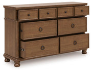 Rowlenstown Queen Poster Bed with Dresser and Nightstand in Brown - PKG023758