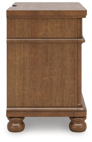 Rowlenstown Queen Poster Bed with Mirrored Dresser and Nightstand in Brown - PKG023757