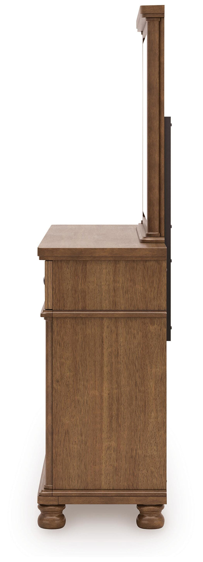 Rowlenstown Queen Poster Bed with Mirrored Dresser and Nightstand in Brown - PKG023757