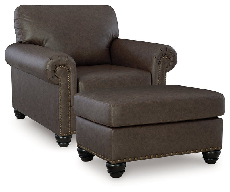 Roxmere Chair and Ottoman in Umber from Ashley - DMV Furniture