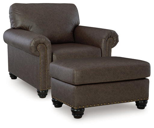 Roxmere Chair and Ottoman in Umber from Ashley - DMV Furniture