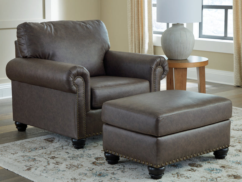 Roxmere Chair and Ottoman in Umber from Ashley - DMV Furniture