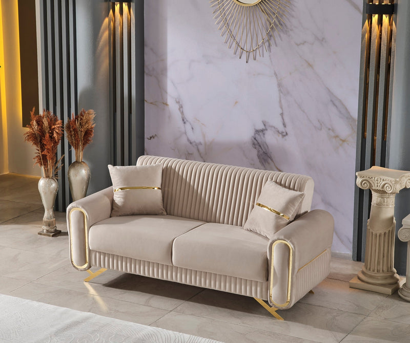 Royal Convertible Loveseat Beige in Beige - 101-ROY-ANK529-2