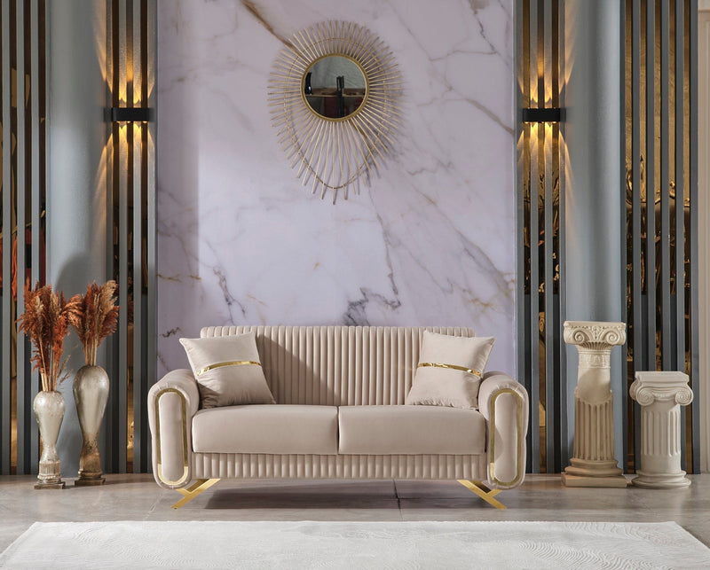 Royal Convertible Loveseat Beige in Beige - 101-ROY-ANK529-2