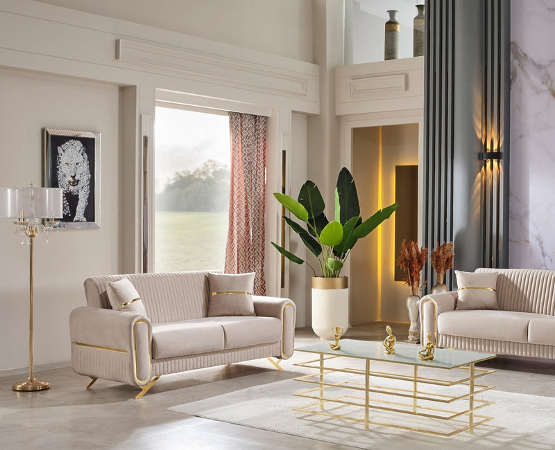 Royal Convertible Loveseat Beige in Beige - 101-ROY-ANK529-2