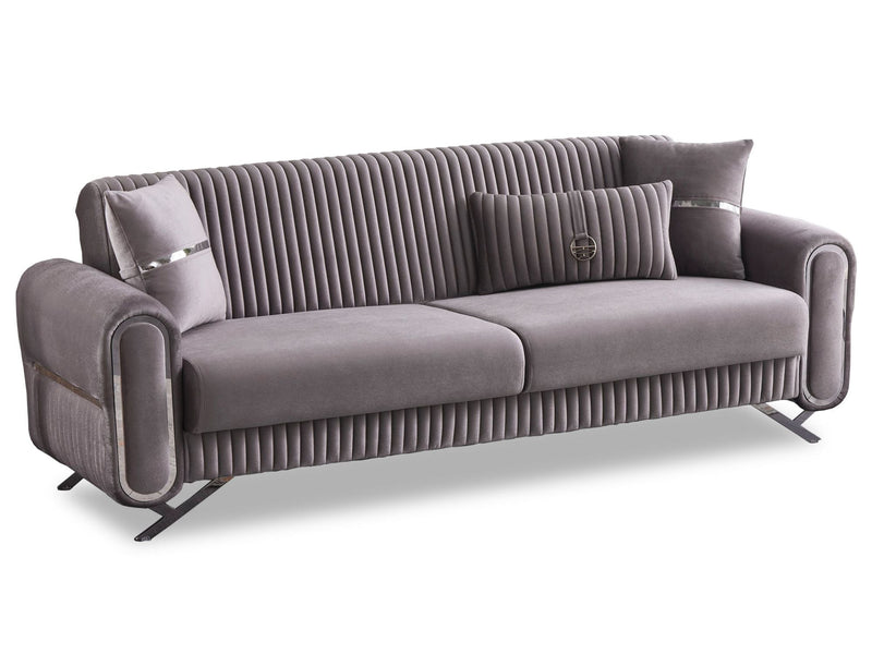 Royal Convertible Loveseat Light Grey in Light Grey - 101-ROY-LUX405-2