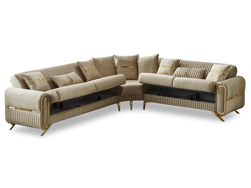 Royal Convertible Sectional Sofa Beige in Beige - 105-ROY-ANK529-5